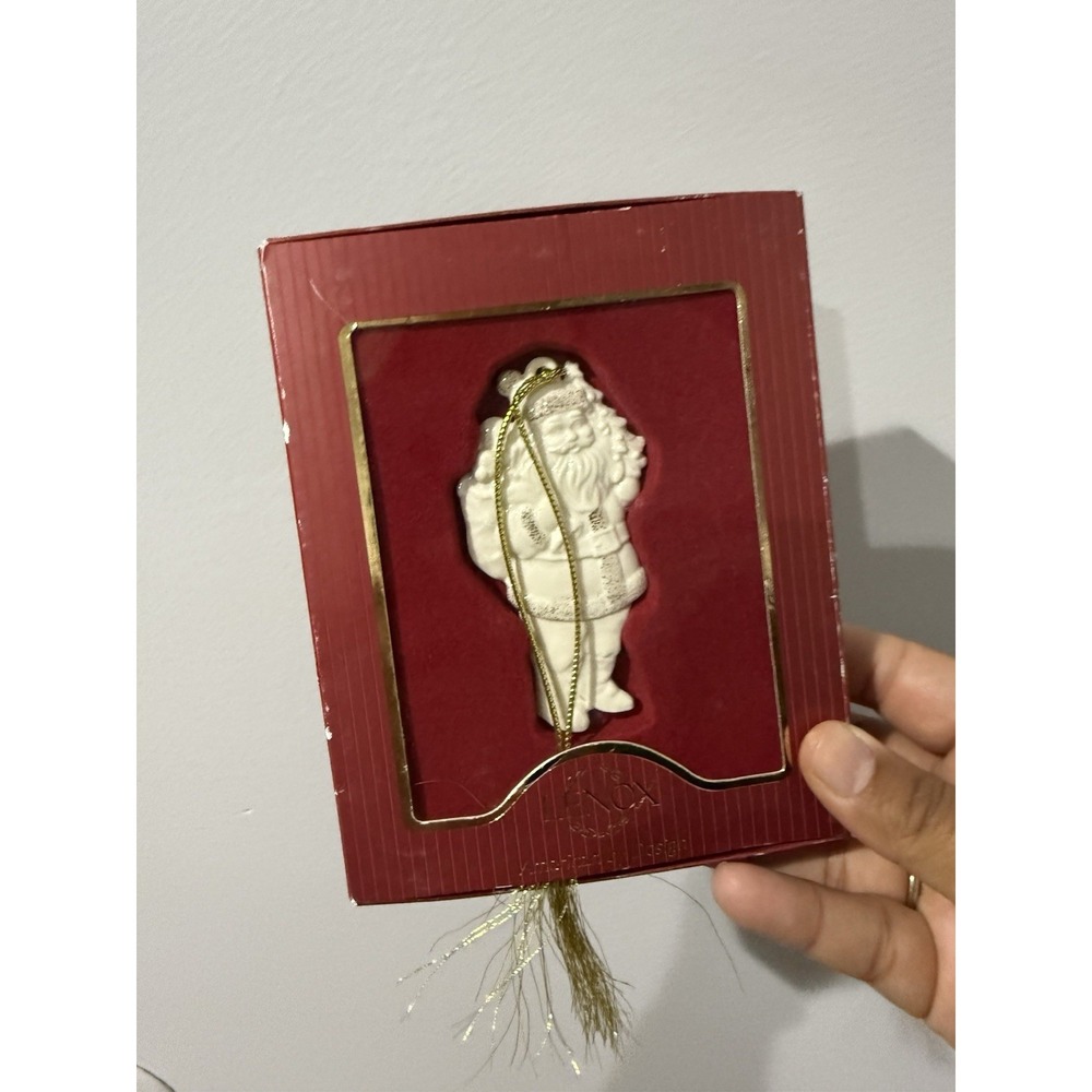 Lenox Santa Claus Christmas Ornaments Ivory Gold Color Pierced Figural W